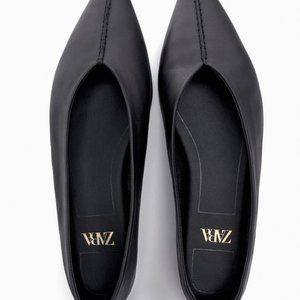 ZARA POINTED LEATHER BALLET FLATS